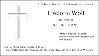 Anzeige von Liselotte Wolf von MGO