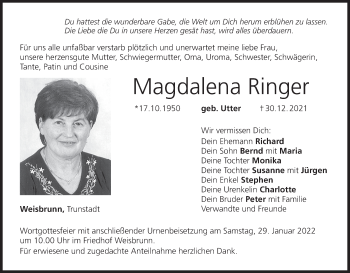Anzeige von Magdalena Ringer von MGO