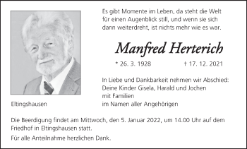 Anzeige von Manfred Herterich von MGO