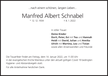 Anzeige von Manfred Albert Schnabel von MGO