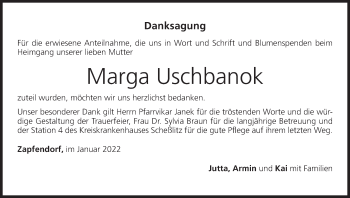 Anzeige von Marga Uschbanok von MGO