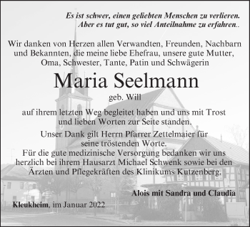 Anzeige von Maria Seelmann von MGO