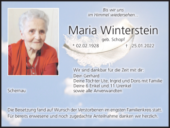 Anzeige von Maria Winterstein von MGO