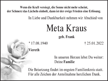 Anzeige von Meta Kraus von MGO