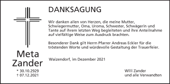 Anzeige von Meta Zander von MGO