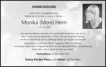 Anzeige von Monika Heim von MGO