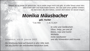 Anzeige von Monika Mäusbacher von MGO