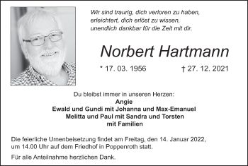Anzeige von Norbert Hartmann von MGO