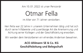 Anzeige von Otmar Fella von MGO