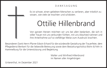 Anzeige von Ottilie Hillenbrand von MGO