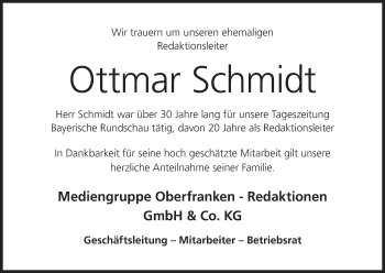 Anzeige von Ottmar Schmidt von MGO