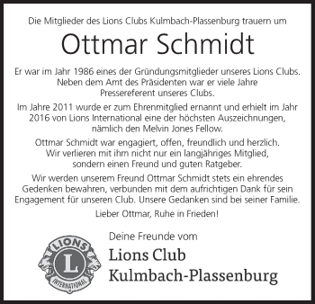 Anzeige von Ottmar Schmidt von MGO