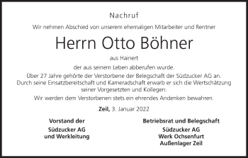 Anzeige von Otto Böhner von MGO