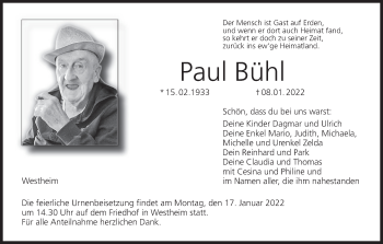 Anzeige von Paul Bühl von MGO