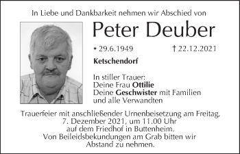 Anzeige von Peter Deuber von MGO