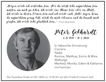 Anzeige von Peter Gebhardt von MGO