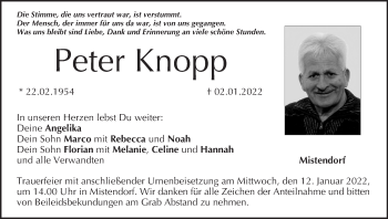 Anzeige von Peter Knopp von MGO