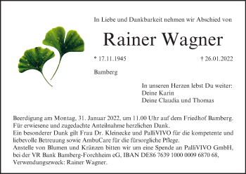 Anzeige von Rainer Wagner von MGO