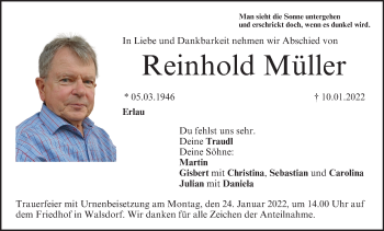 Anzeige von Reinhold Müller von MGO