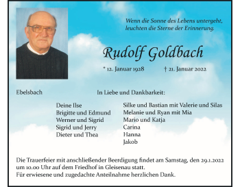 Anzeige von Rudolf Goldbach von MGO