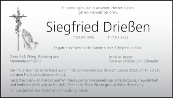 Anzeige von Siegfried Drießen von MGO