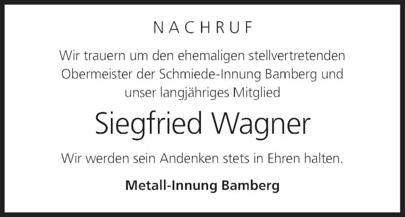  Traueranzeige für Siegfried Wagner vom 22.01.2022 aus MGO