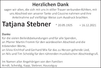Anzeige von Tatjana Stebner von MGO