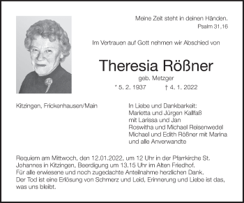 Anzeige von Theresia Rößner von MGO
