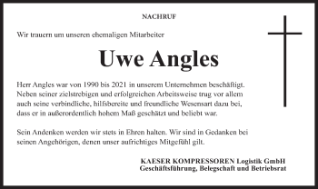 Anzeige von Uwe Angles von MGO