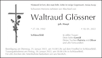 Anzeige von Waltraud Glössner von MGO
