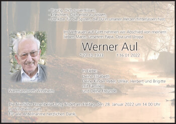 Anzeige von Werner Aul von MGO