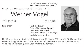 Anzeige von Werner Vogel von MGO