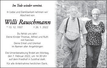 Anzeige von Willi Rauschmann von MGO