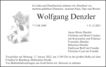 Anzeige von Wolfgang Denzler von MGO