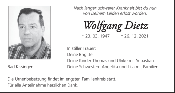 Anzeige von Wolfgang Dietz von MGO