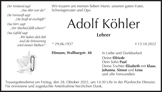 Anzeige von Adolf Köhler von MGO