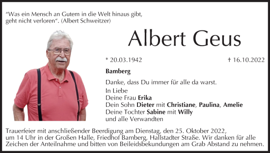 Anzeige von Albert Geus von MGO