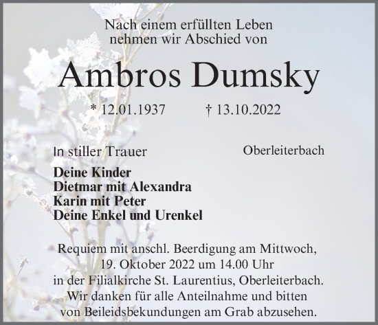 Anzeige von Ambros Dumsky von MGO