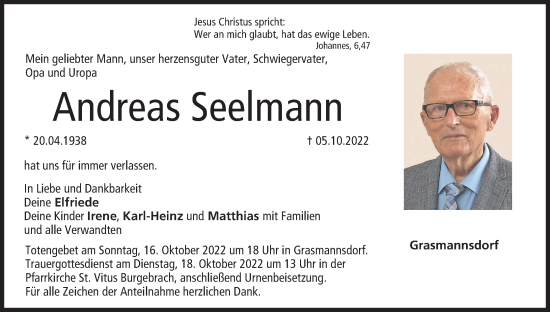 Anzeige von Andreas Seelmann von MGO