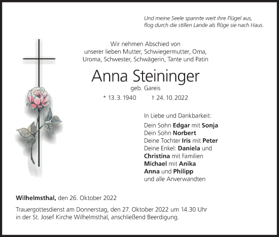 Anzeige von Anna Steininger von MGO