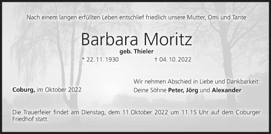 Anzeige von Barbara Moritz von MGO