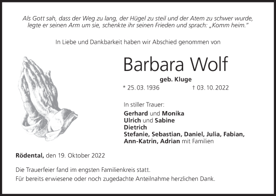Anzeige von Barbara Wolf von MGO
