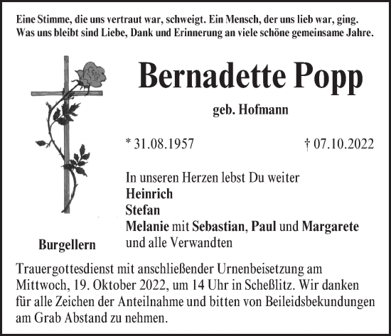 Anzeige von Bernadette Popp von MGO