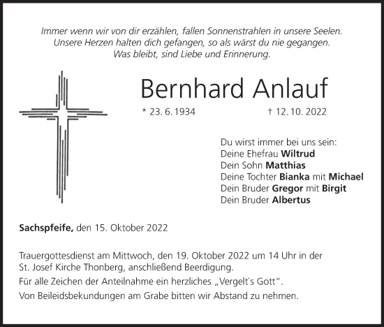 Anzeige von Bernhard Anlauf von MGO