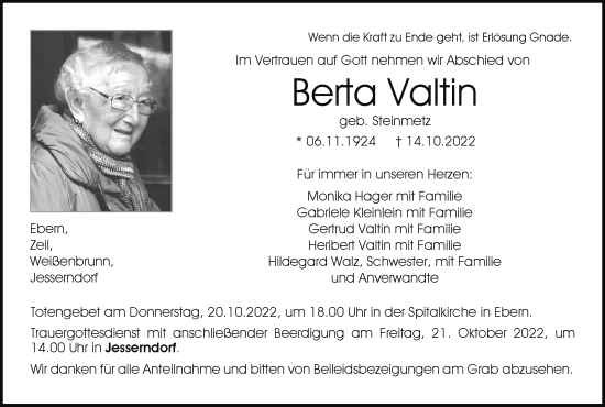 Anzeige von Berta Valtin von MGO