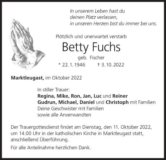 Anzeige von Betty Fuchs von MGO