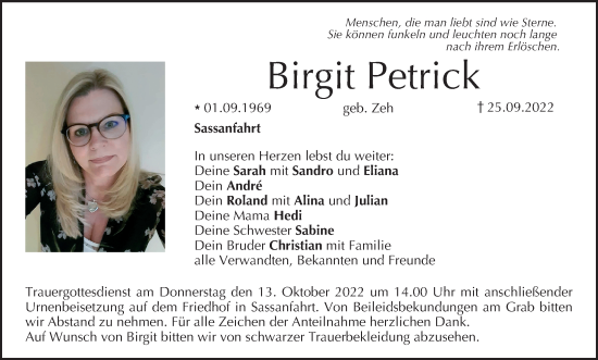 Anzeige von Birgit Petrick von MGO