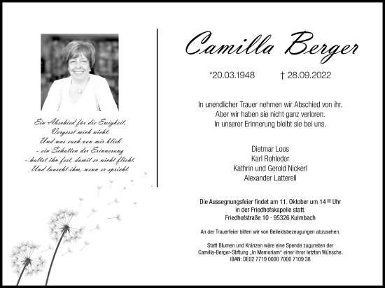 Anzeige von Camilla Berger von MGO