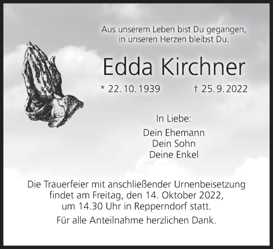 Anzeige von Edda Kirchner von MGO