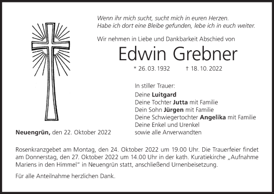 Anzeige von Edwin Grebner von MGO